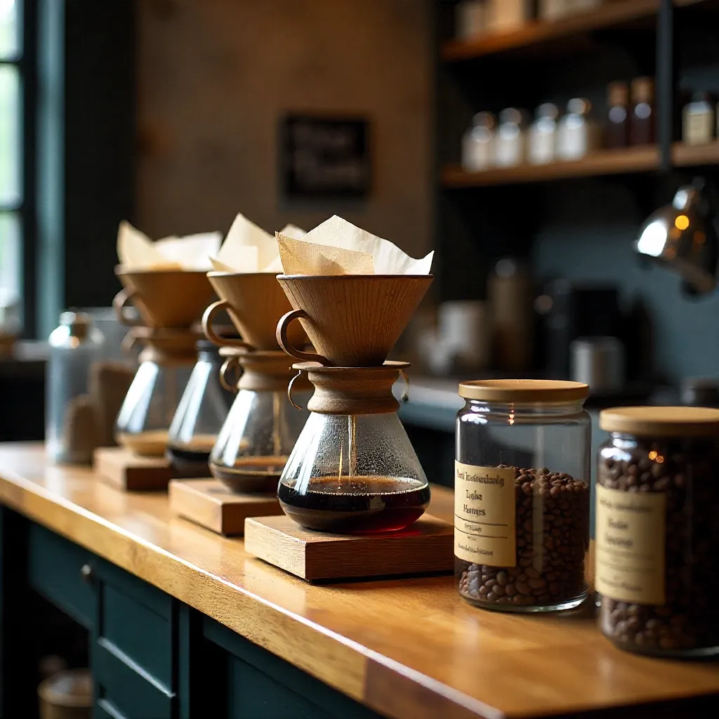 Handmatige brouwuitrusting met verschillende componenten